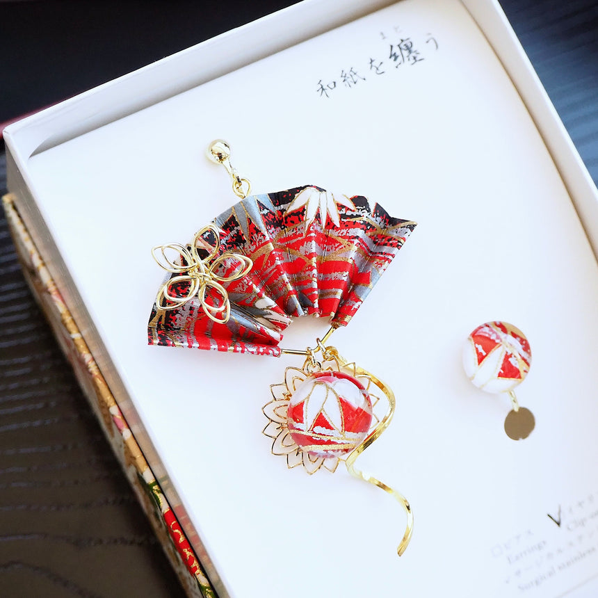 和心　- Asymmetry -　織物調（福笹／赤黒青）