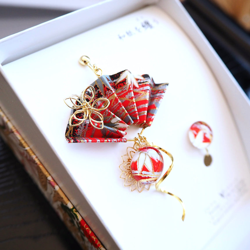 和心　- Asymmetry -　織物調（福笹／赤黒青）