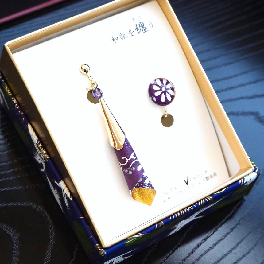 旋　- Sen -　手捺染（紫の蔦）