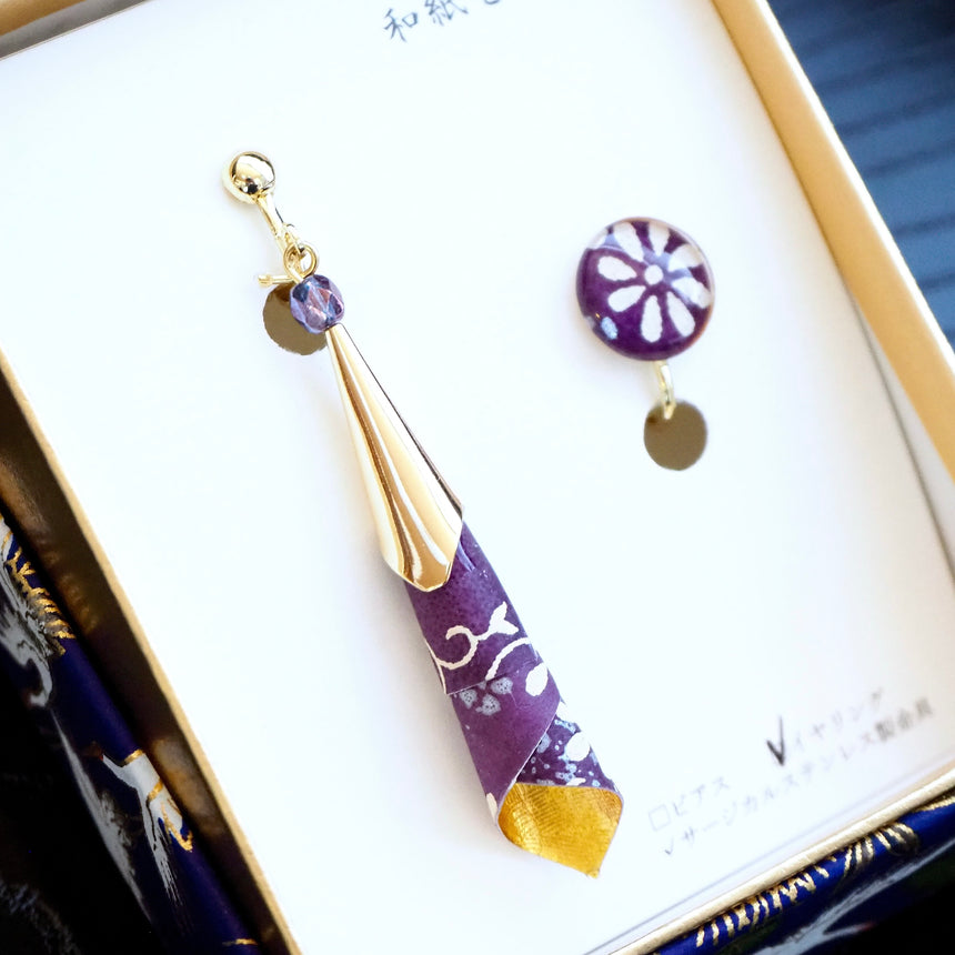 旋　- Sen -　手捺染（紫の蔦）